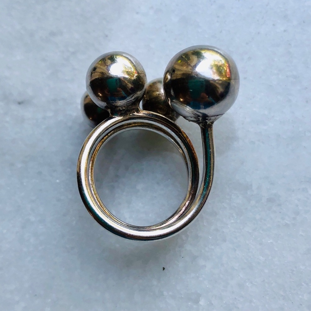 Bubbles Puffy Silver Statement Ring - image 4